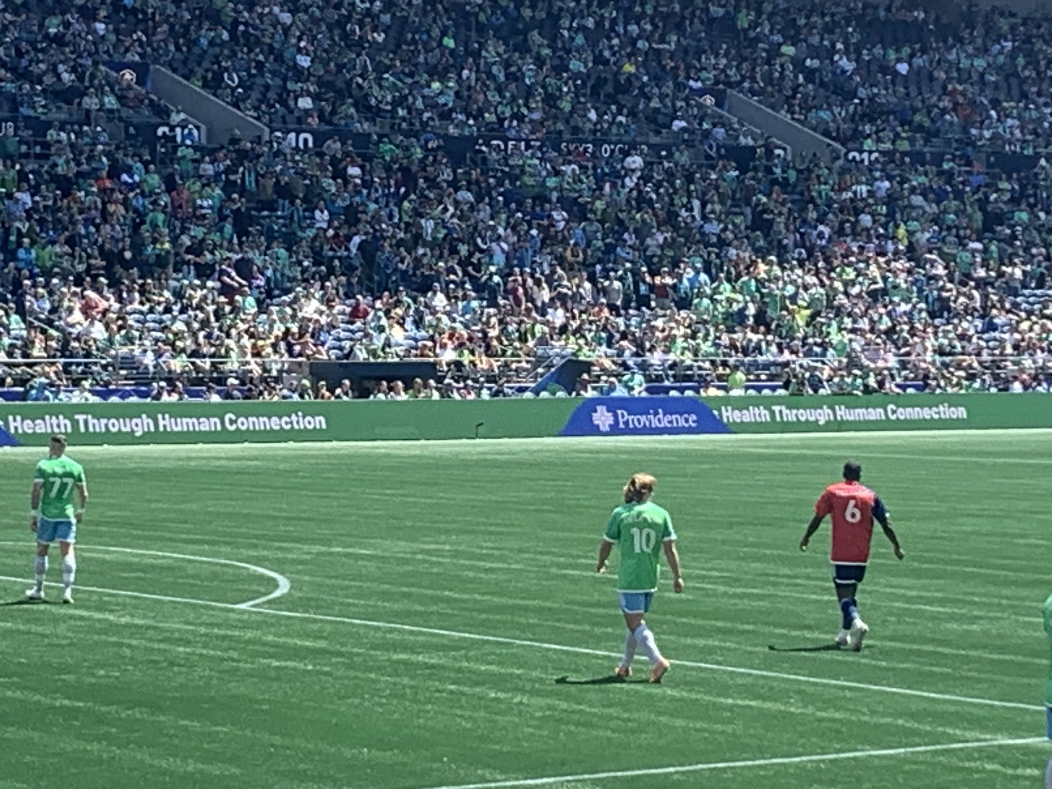 Soccer players on the pitch